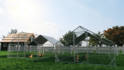 Large Metal Chicken Coop Walk-in Poultry Cage Hen Run House Rabbits Habitat Cage Spire Shaped Coop with Waterproof and Anti-Ultraviolet Cover (13.1' L